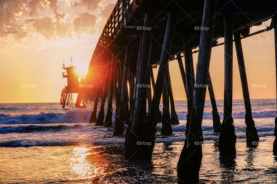 A Pier in California during the sunset