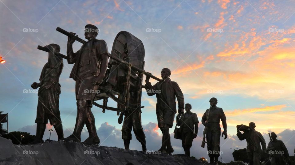 Sunset at Gen Sudirman monument in Jogjakarta, Indonesia
