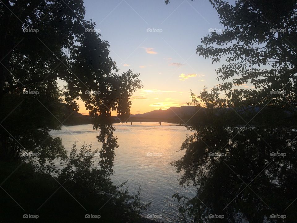 Kamloops city sunset view from park 