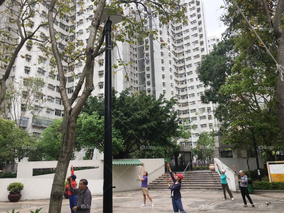 Hong Kong, Mongkok- Cherry Street Park Yoga and Tai Chi