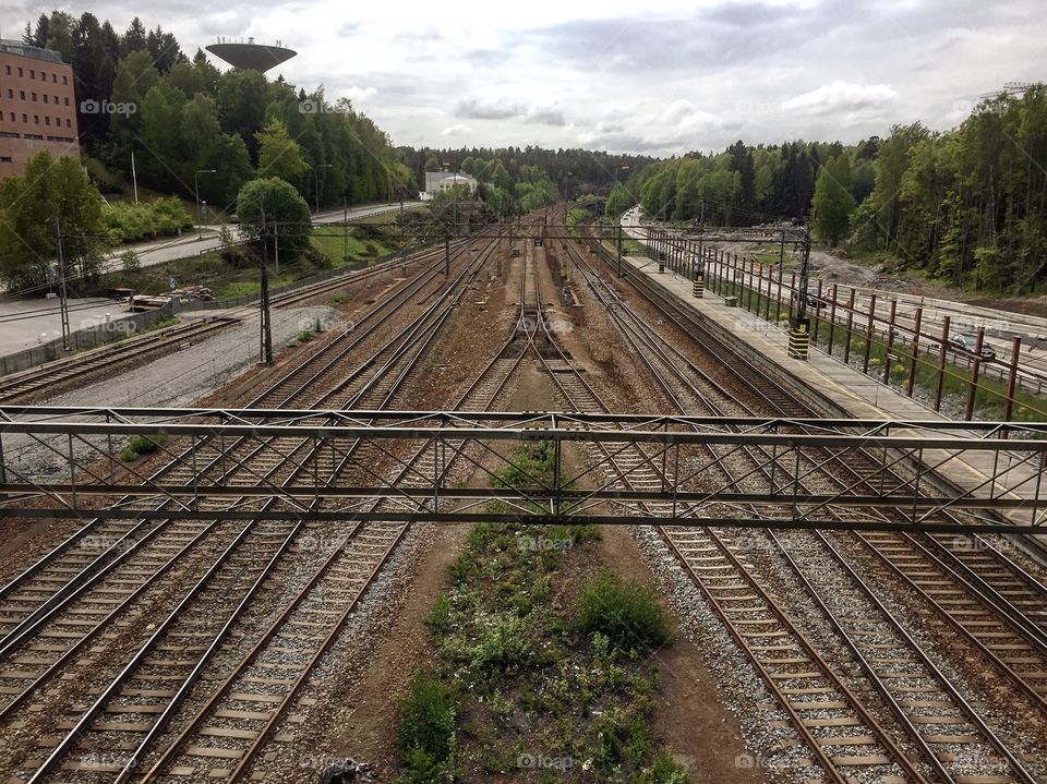 View of railroad track and railway platform