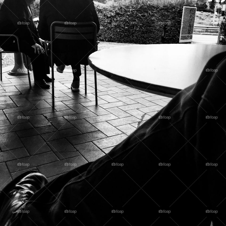 Monochrome, Chair, Seat, Street, People