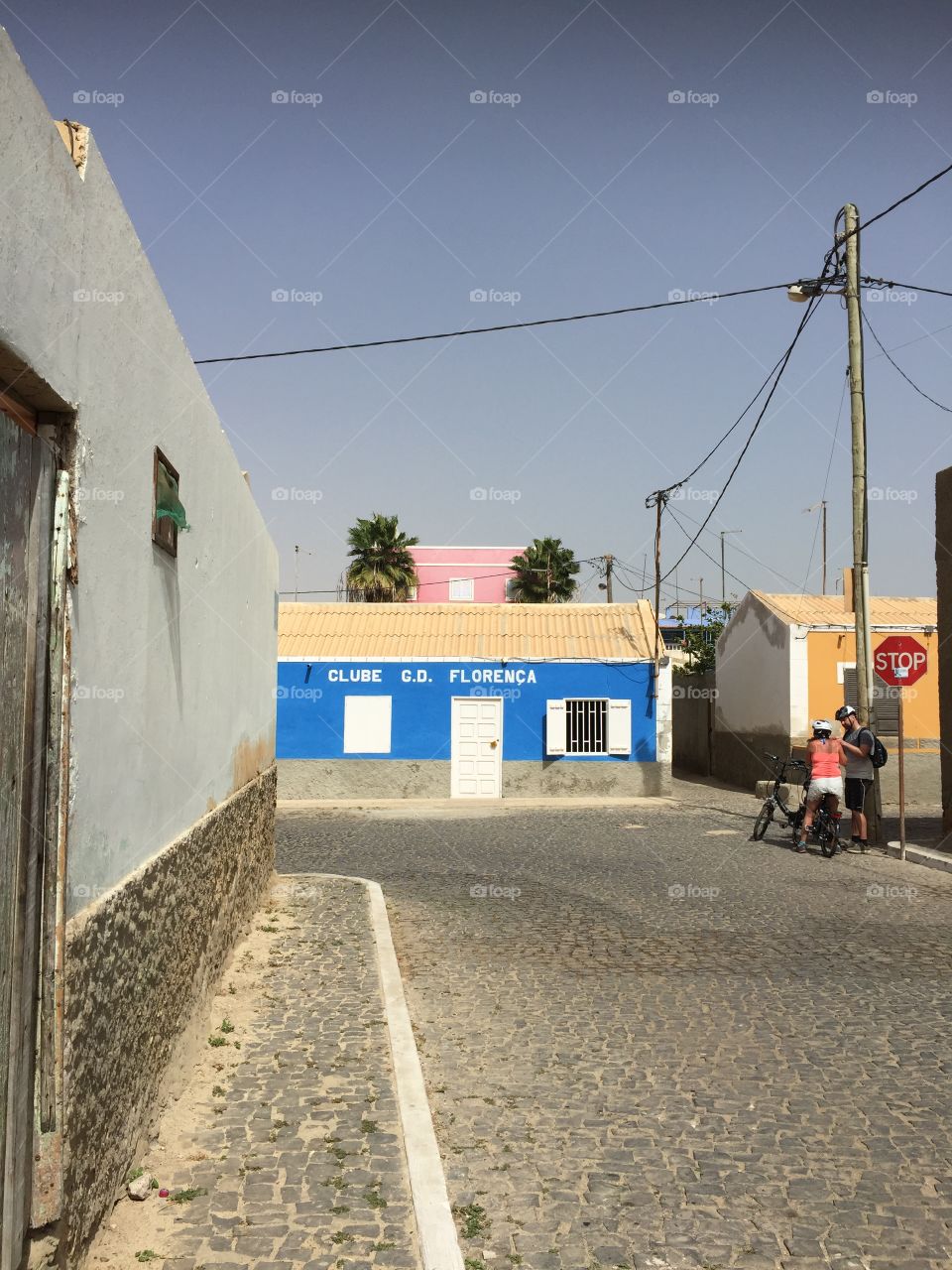 Street and houses in Santa Maria Cape Verde