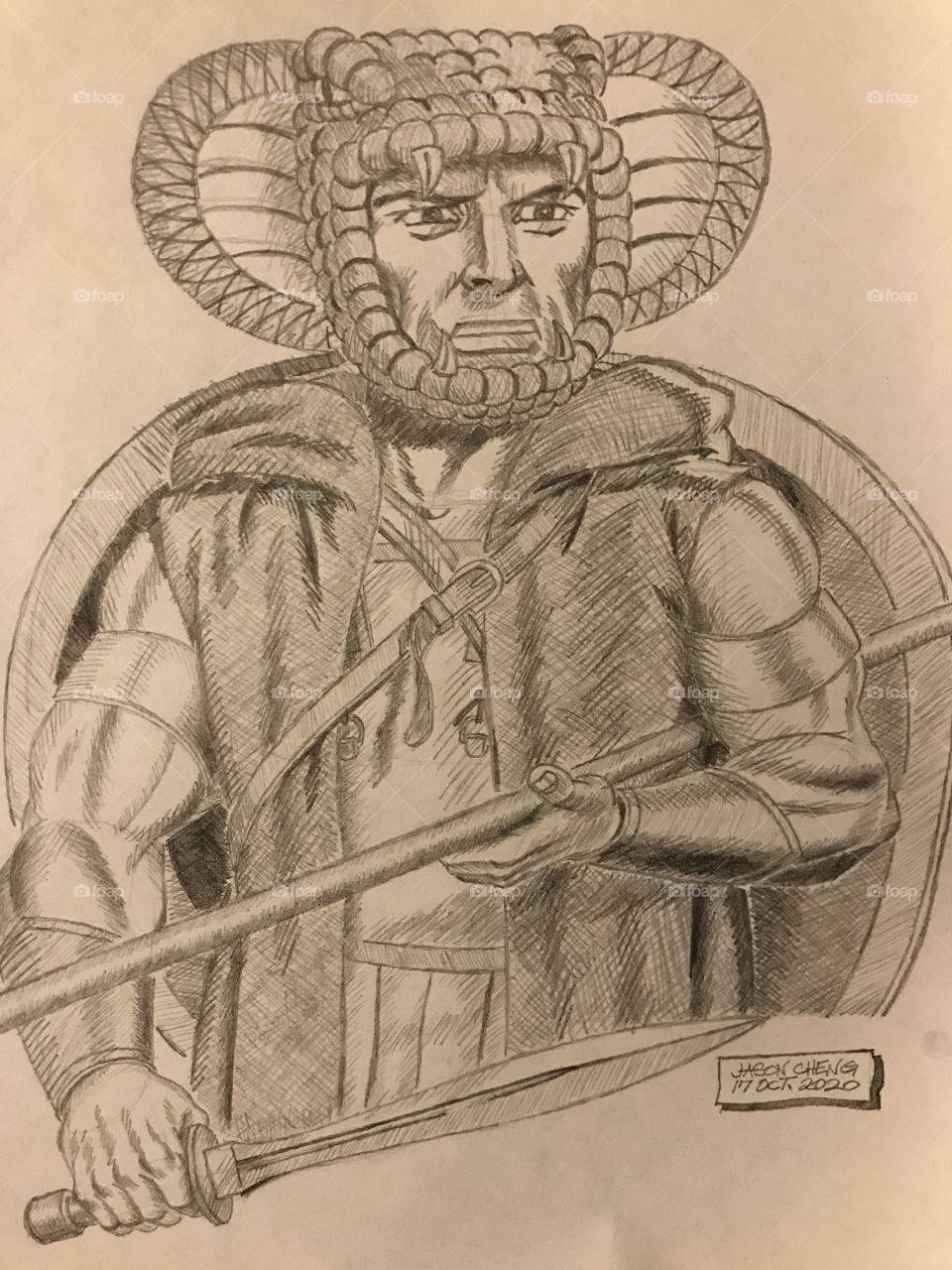 A detailed pencil illustration of the Cobra emperor Serpentor from GI JOE: A REAL AMERICAN HERO.