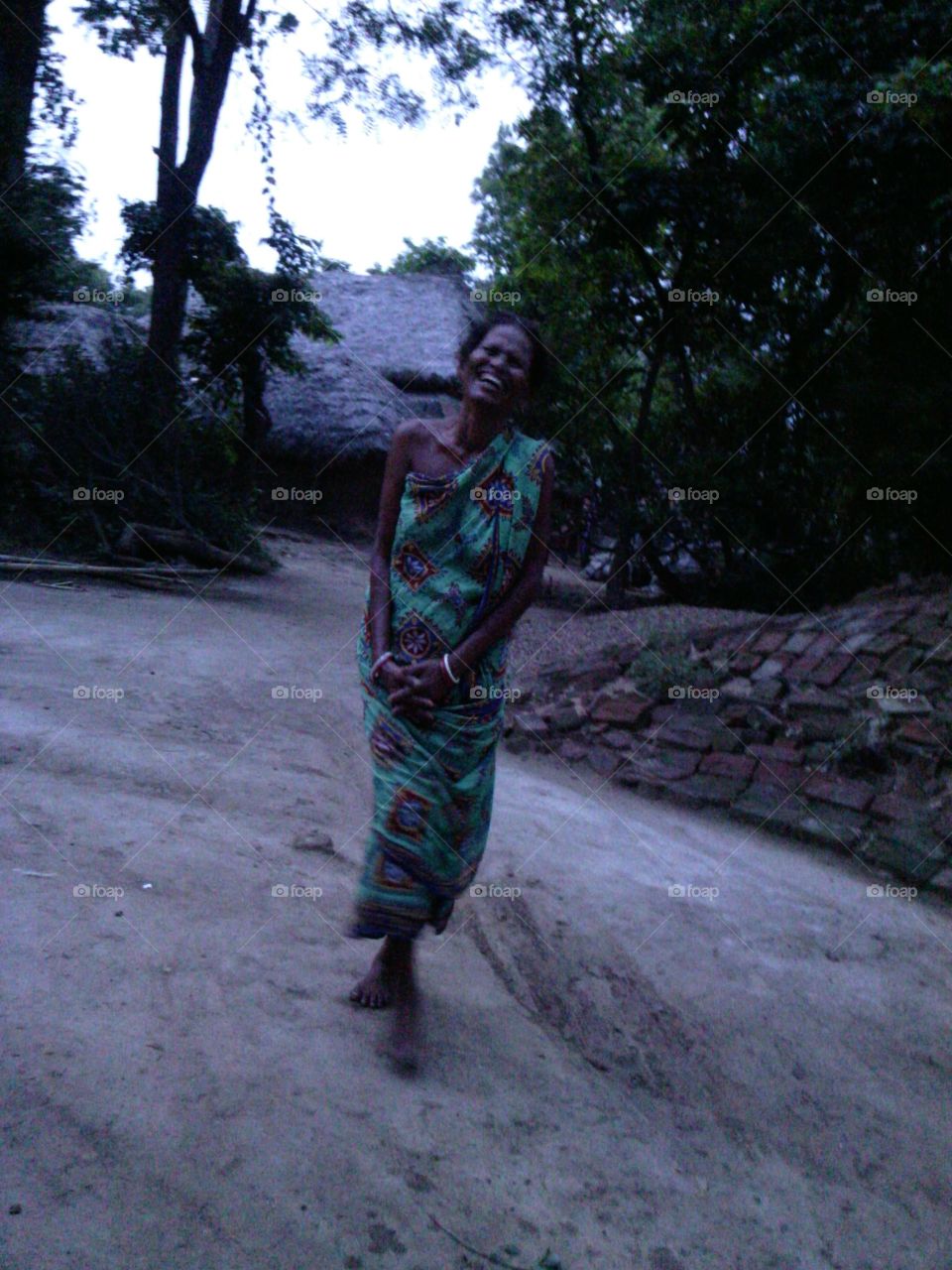 Smiling woman in sari