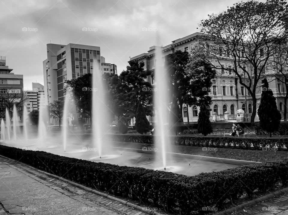 Water in the fountain in long exposure