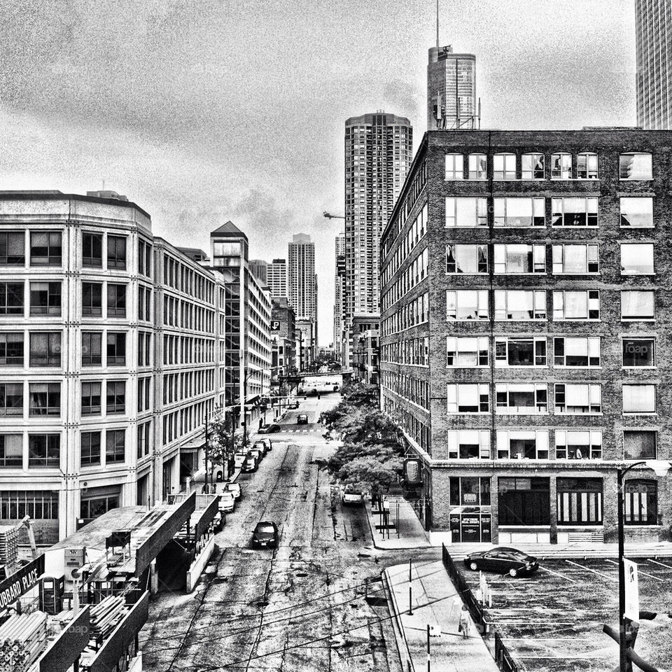 city black and white chicago by fustin