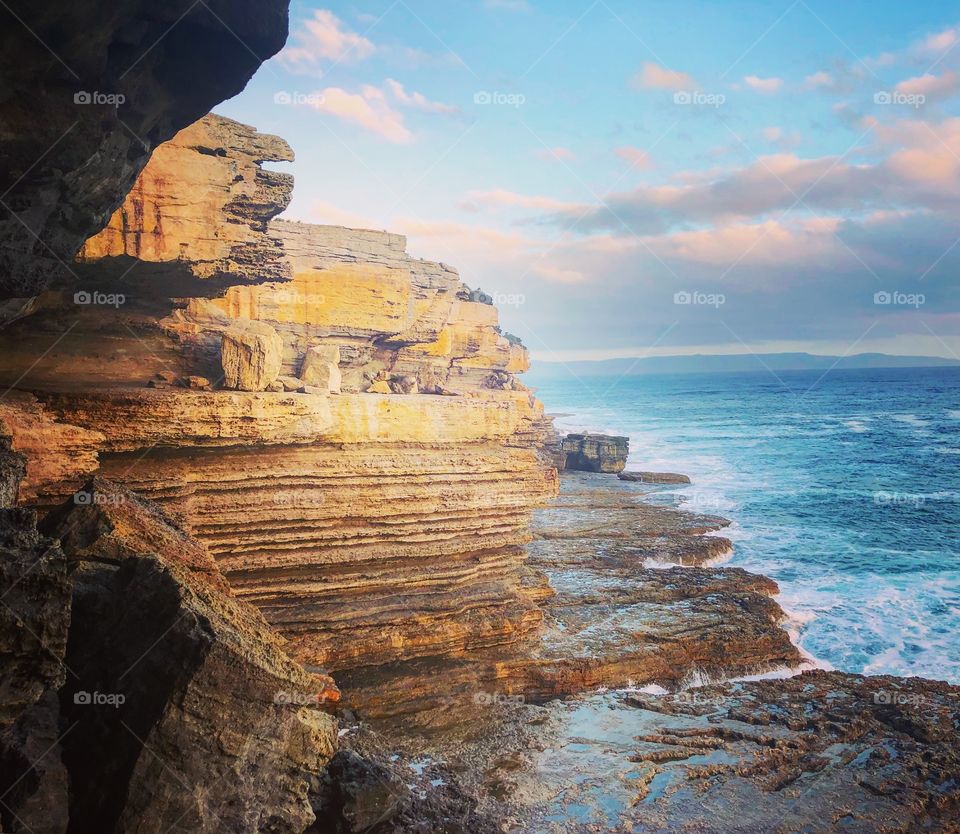 The view from the cave - cliffs and a sheer drop to the sea