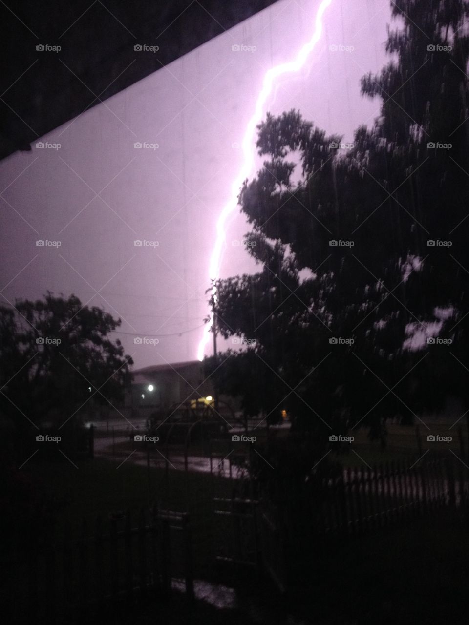 Lightning strike in neighborhood