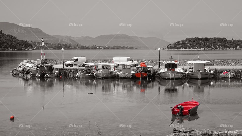 Greece Fishing boats port. Greece Chalkida fishing boats port