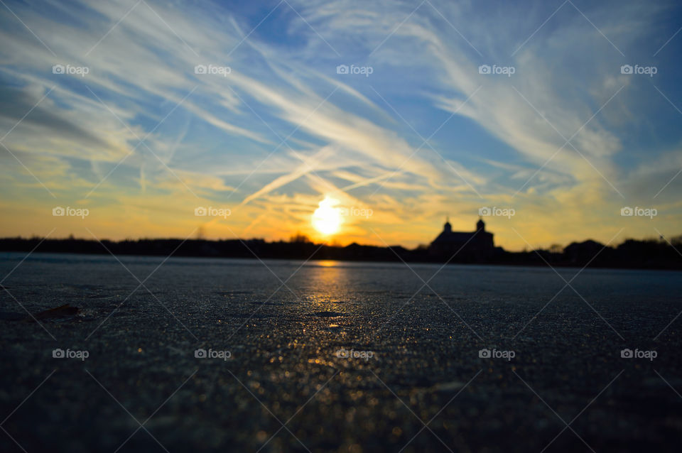 beautiful winter sunset