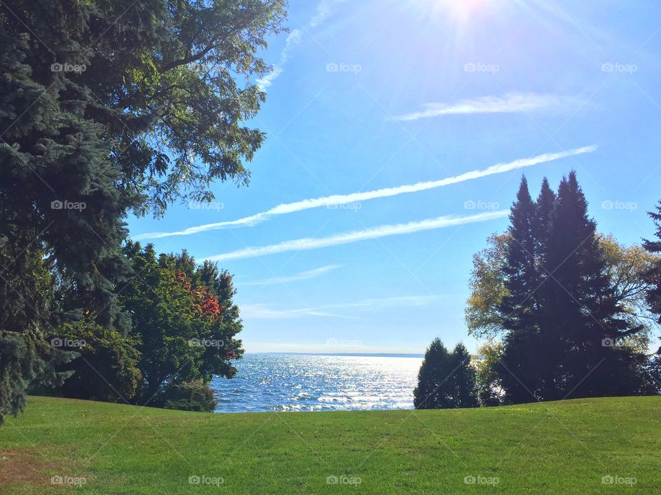 Scenic view of water against sky