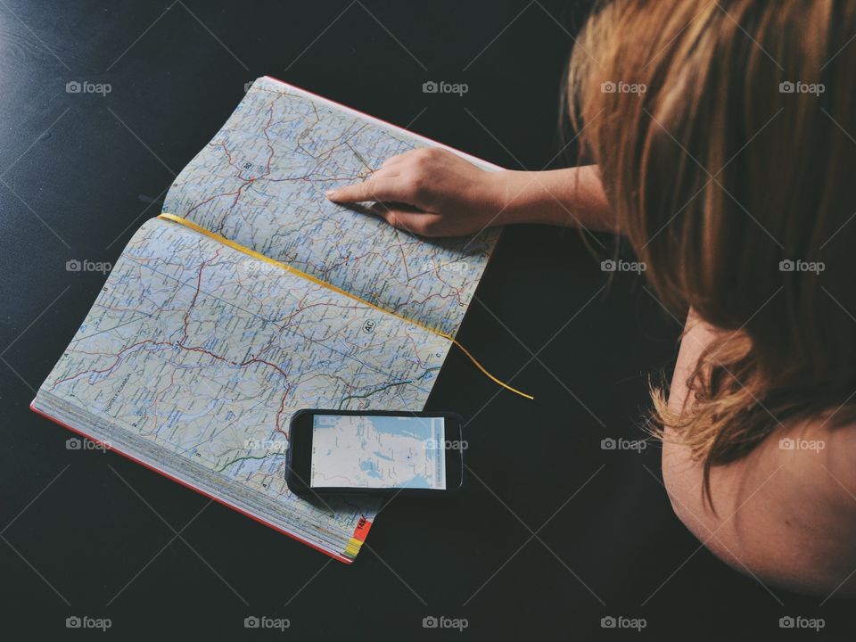 Girl planning a trip