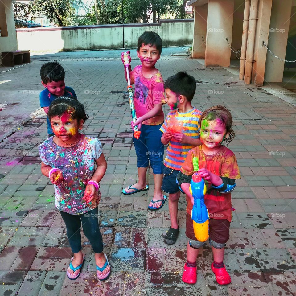 colorful Holi for sweet little kids 🙂