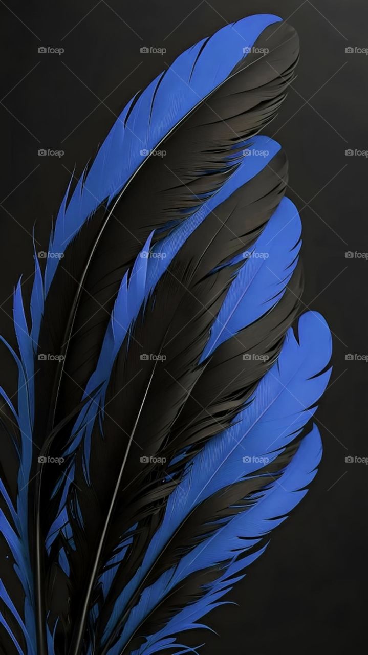 Photo of black and blue soft feathers