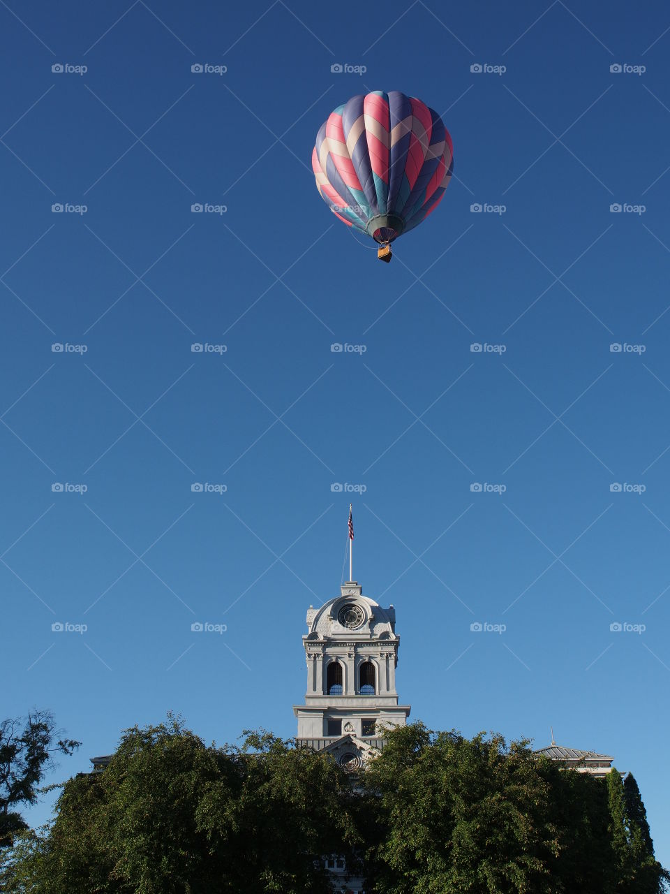 Colorful hot-air-balloons at a summer festival in Prineville in Central Oregon on a summer morning 