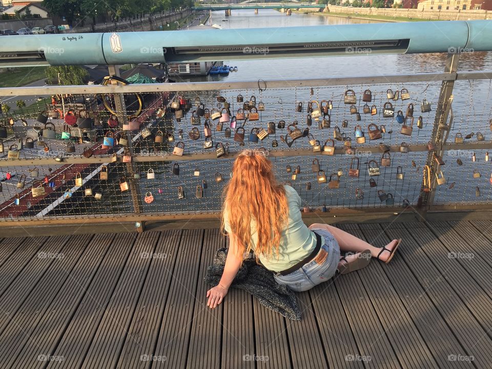 Love lock bridge, Kraków 