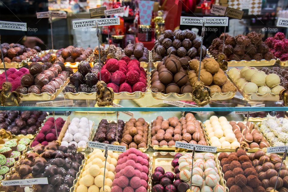 Luxuary chocolates on display