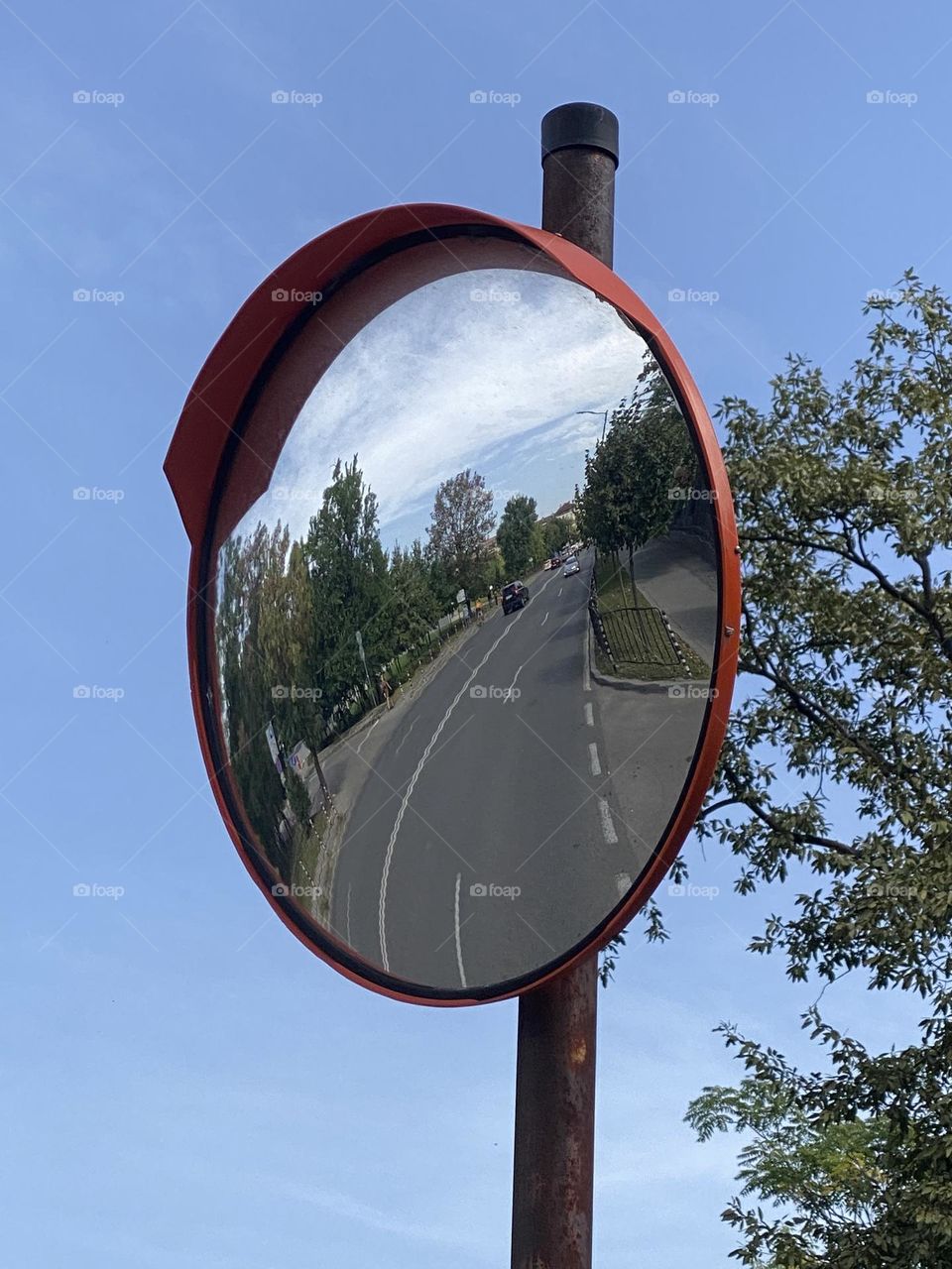 Reflection of the car and street in Sofia 