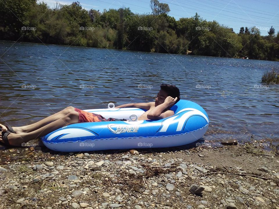 The Frankster Floatie. Nothing better than just to relax on the floatie at the river.