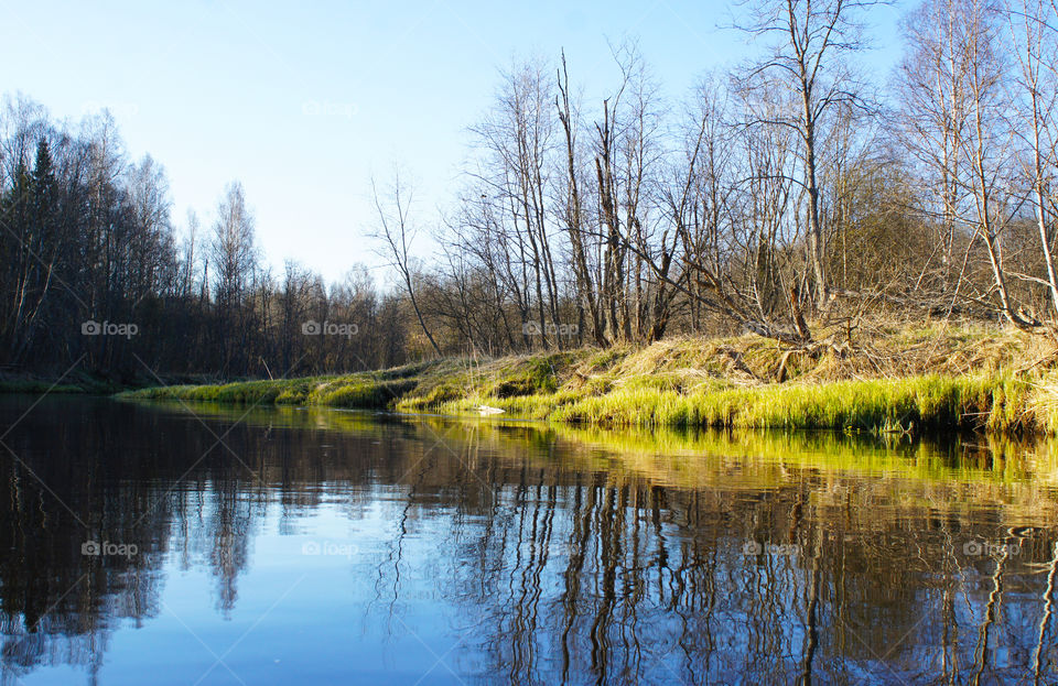 sunny spring river near Moscow