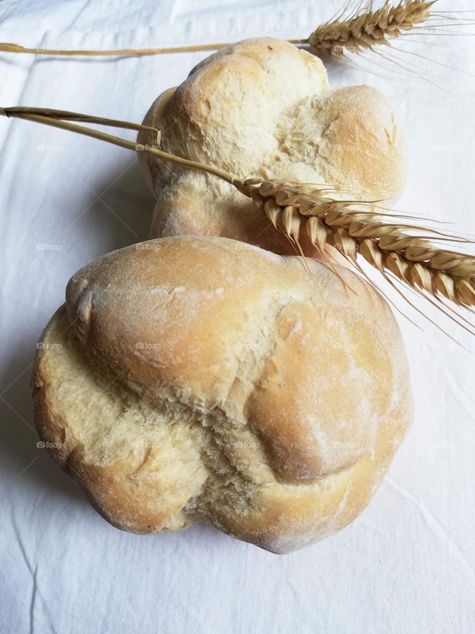 Italian scones with an ear of wheat, Italian decorative bread