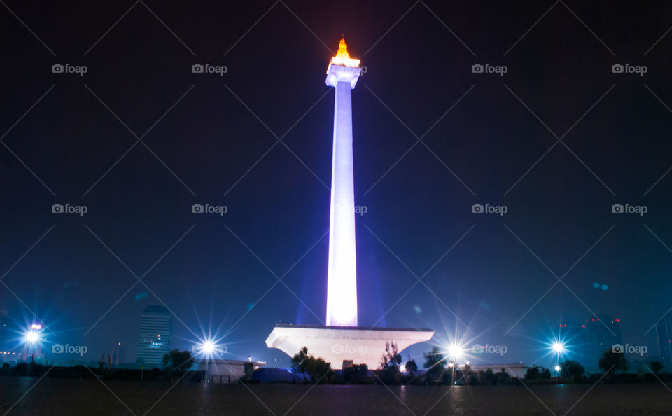 National monument of indonesia, jakarta when night