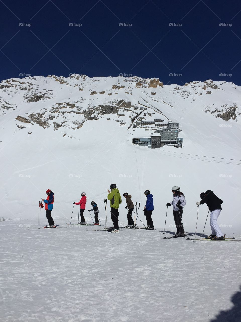 Ski lesson in the German Alps
