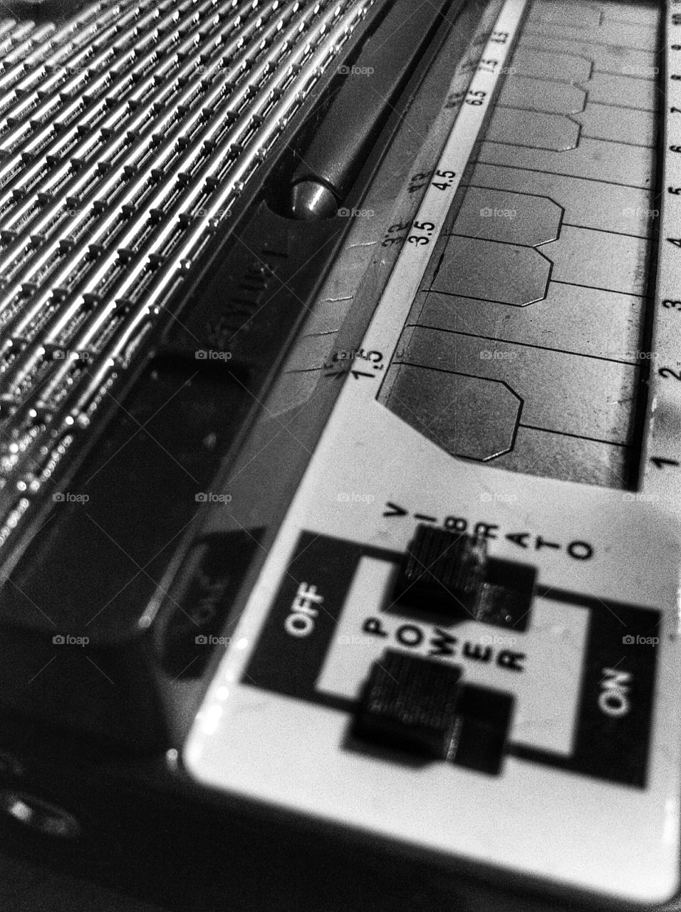 Close up of Stylophone details in black and white