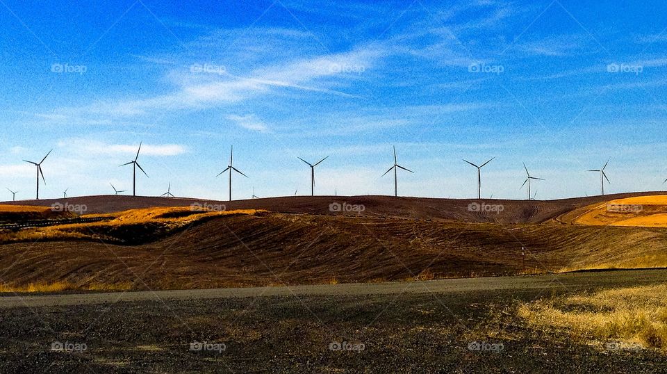 Wind turbines landscape