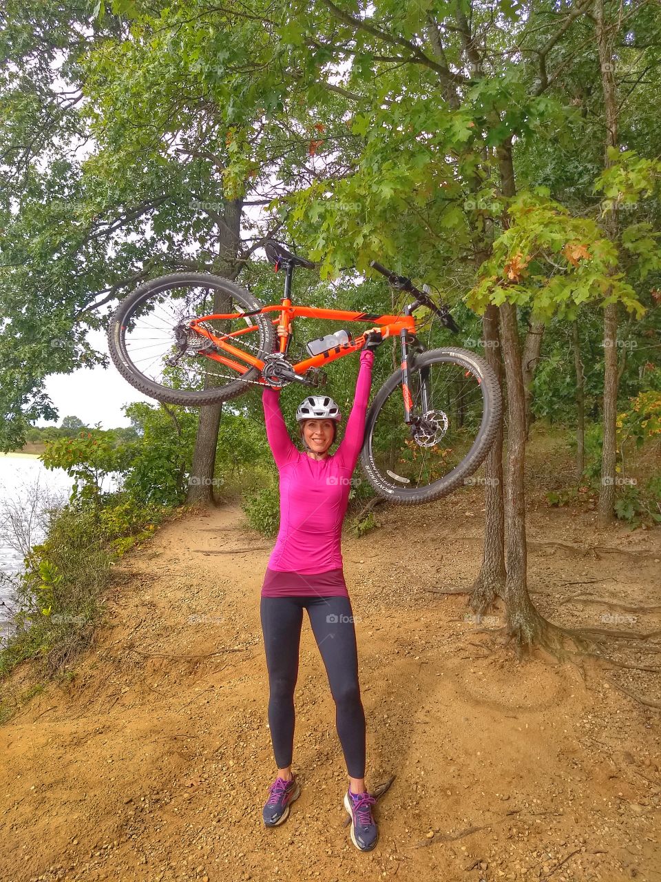 strong gorgeous woman cyclist