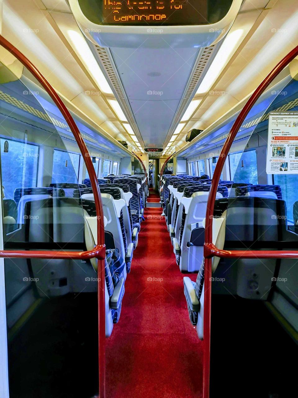 Central View of Passenger Aisle on board English Train, 2019