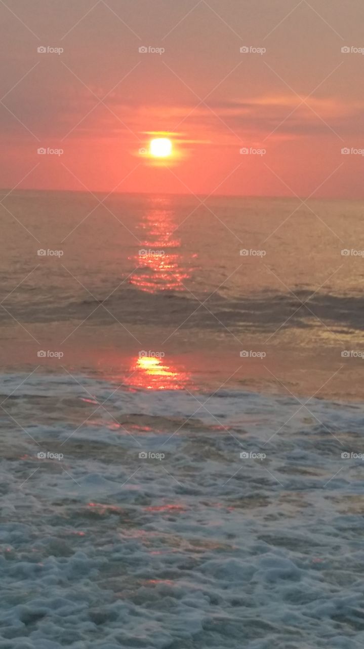 red dawn at sea