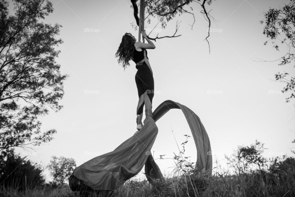 aerials dance . dancer in the forest