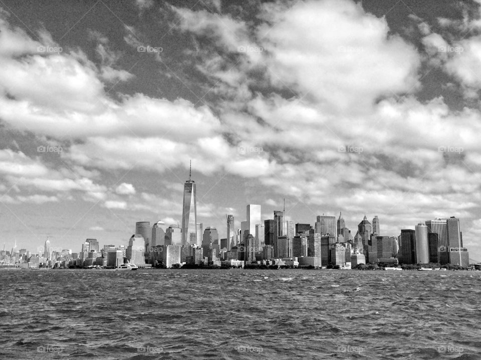 Black and white shot of a city