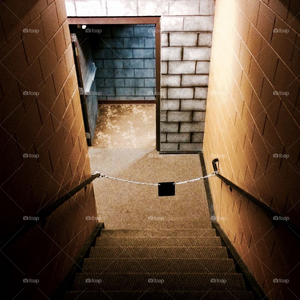 Stairs brick walls