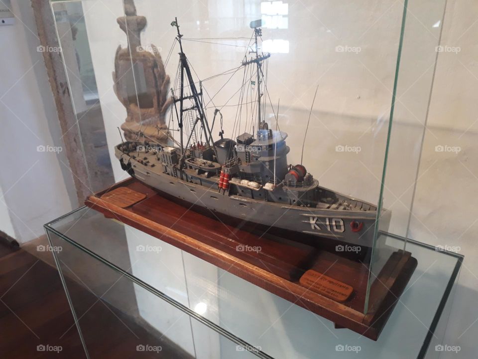 mockup of a warship, exhibited at the lighthouse museum in Barra Salvador Bahia Brazil