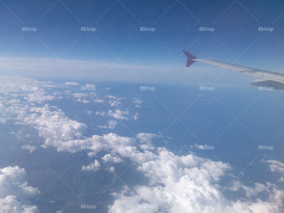 Airplane, sky, clouds