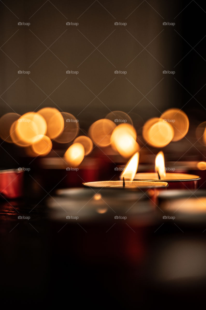 Church candles with flares