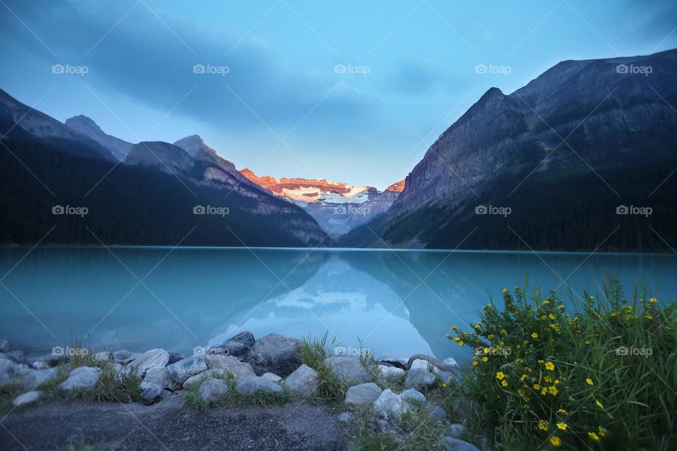 Natural landscape by the lake in the canyon