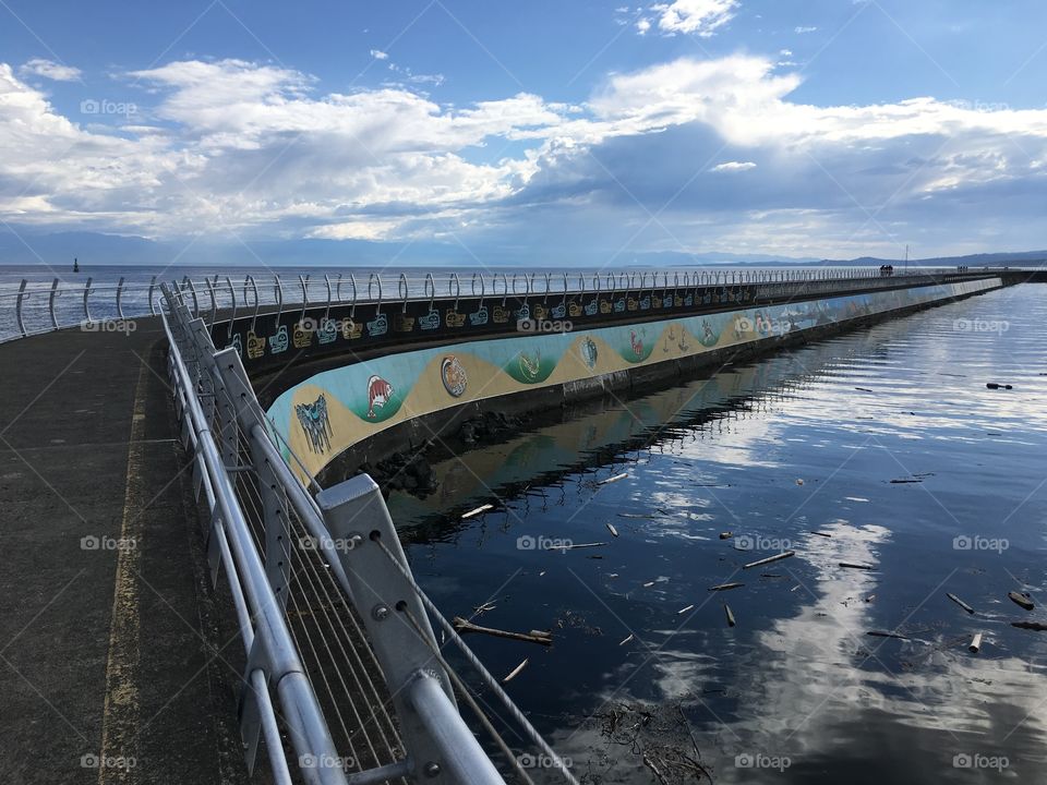 Breakwater with murals