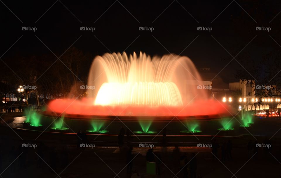 Event with colors and music. The Magic Fountain in Barcelona, Spain