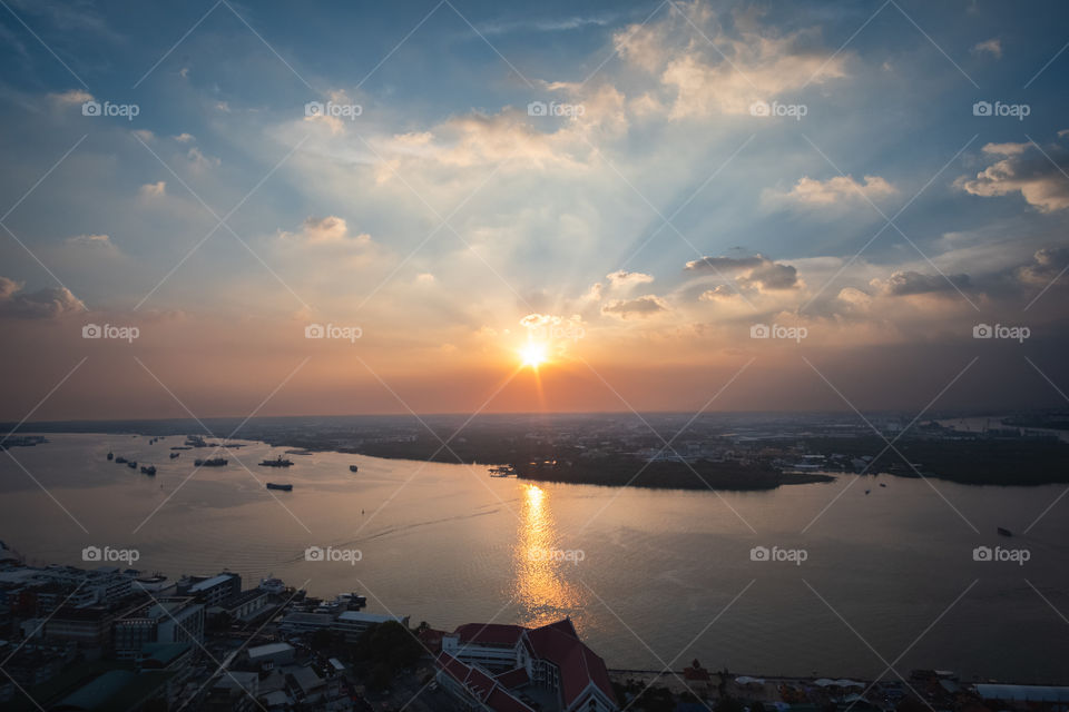 Sunset at Pak Nam Samut Prakan Thailand