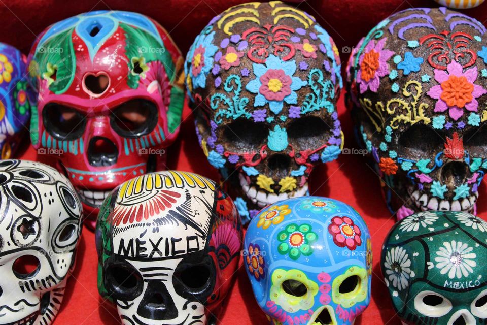 Skull color, Chichen itza shop, Mexico