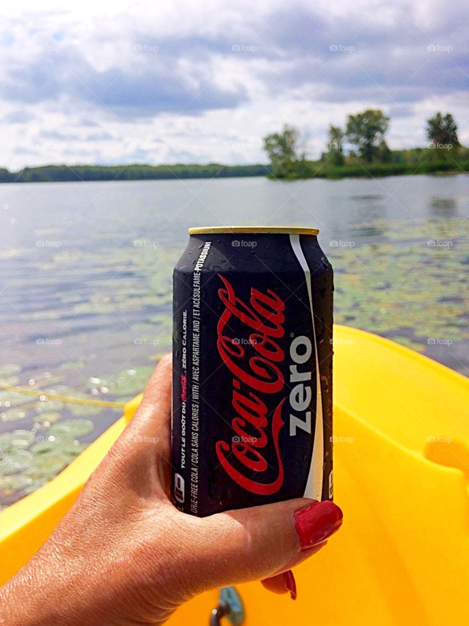 Enjoying Coca Cola on the water
