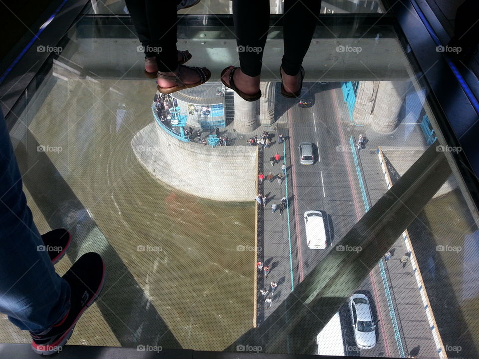 View from the glass floor at Tower Bridge. You can even stand here when the bridge opens. That would have been really scary.