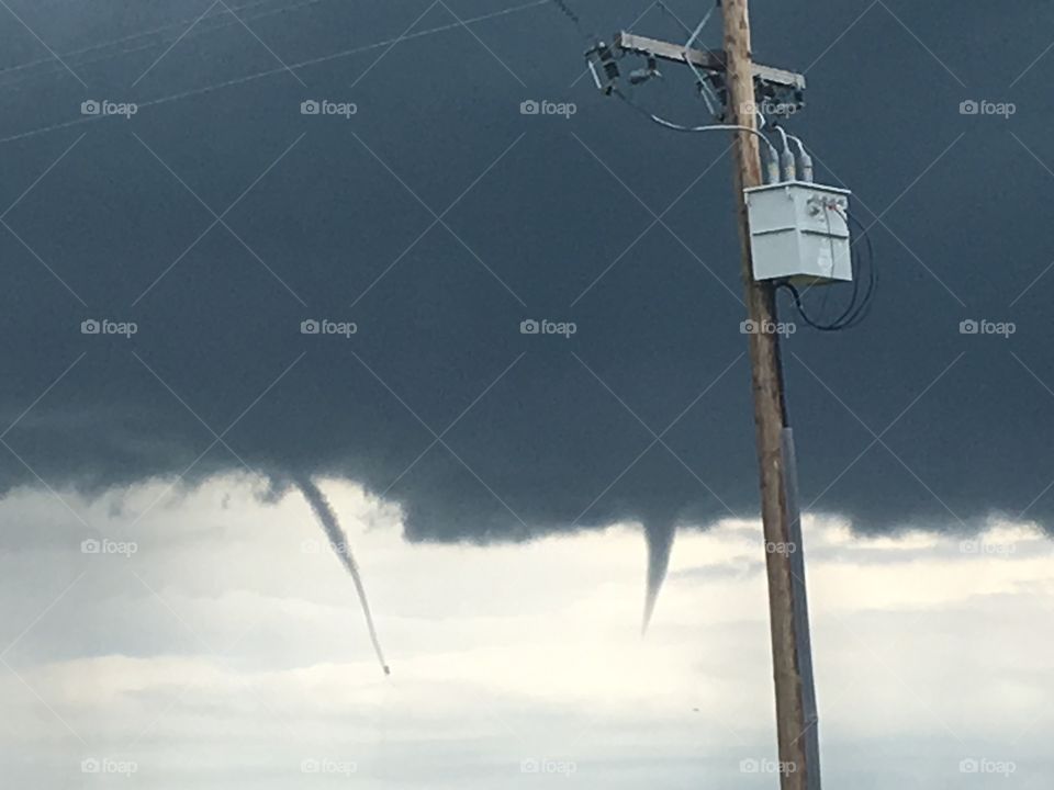 Funnel clouds and powerline
