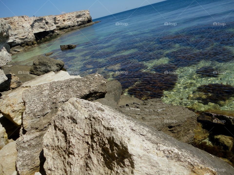 sea and rock shore