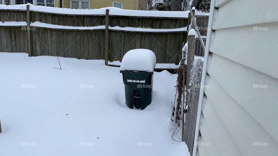 Snow on bin and on wells and floors 