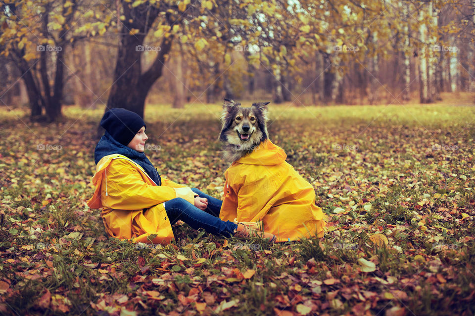 boy and dog in the park